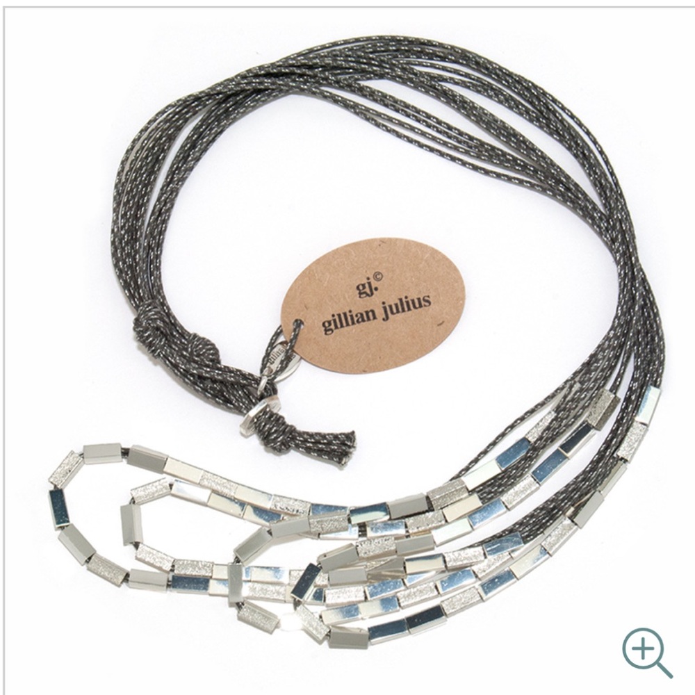 Slate Silver Sandblasted Waterfall Necklace by Gillian Julius - Multi-Strand